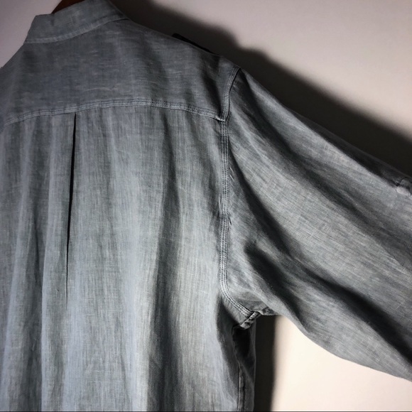 Natural Blue 100% linen button up shirt - Picture 3 of 5